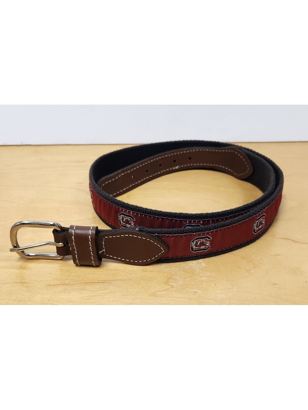 Vintage University of South Carolina Gamecocks Embroidered Cotton Leather Belt